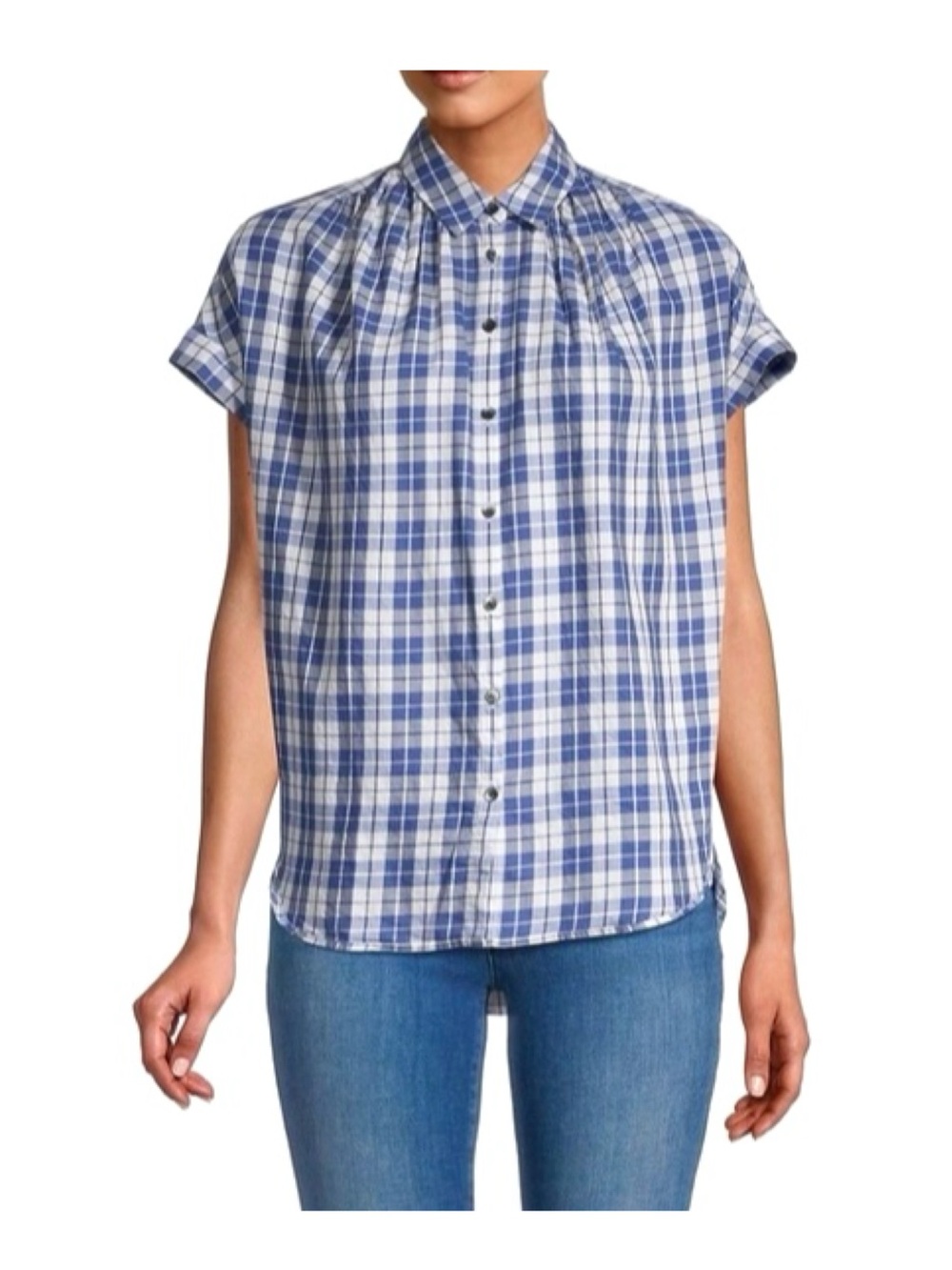 ‘ Madewell ’ Blue and White Plaid Button Up Top size XS